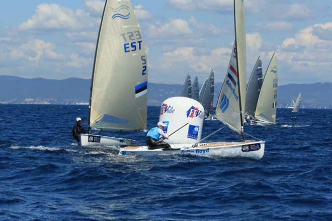 Pieter-Jan Posta in action in the Finn fleet on day 3 of the ISAF Sailing World Cup Hyeres © Thom Touw http://www.thomtouw.com